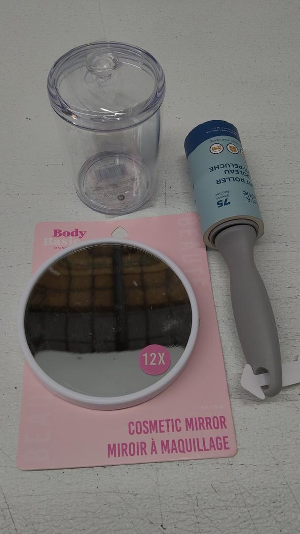 Mirror With Suction Cups And Storage Box And Lint Roller