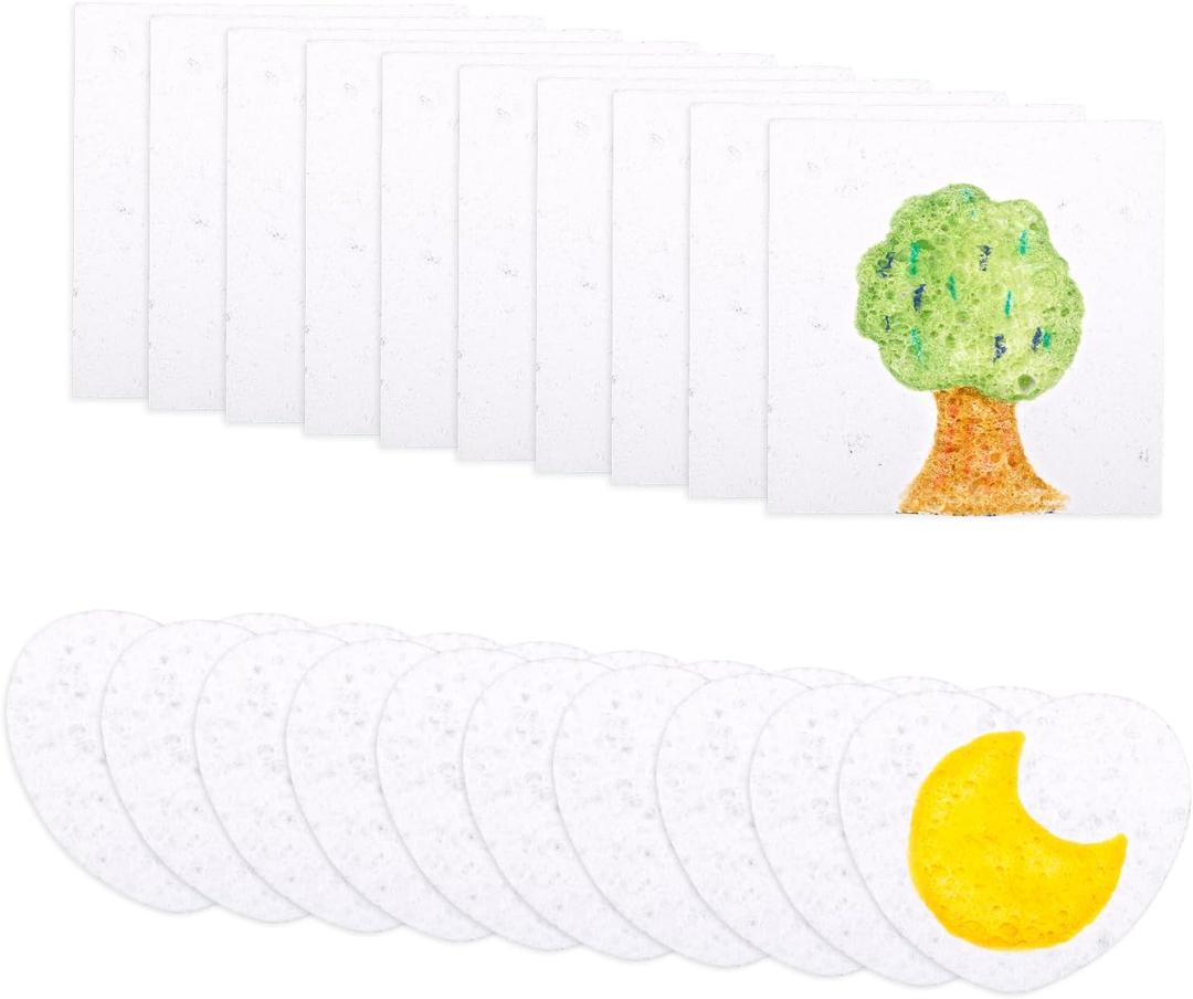 2 x 20 Pcs Magic Foam Painting Texture Paper, 3D Puffy Drawing Canvas Sheets for DIY Crafts Fluffy Cellulose Sponge Art Paper for Kids & Adults Home, School, and Creative Projects (Heart, Square)