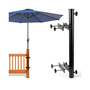 Heavy Duty 304 Stainless Steel Patio Umbrella Holder,Deck Umbrella Holder,for Outdoor Fixed Deck Railing Post(Range/3in-6in) Umbrella Deck Mount(Post, Black)