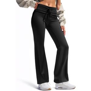 Yousify Womens Flare Leggings Wide Leg Bootcut Yoga Pants Stretch High Waisted Casual Lounge Workout Gym Pants Black