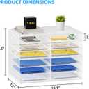 Lavatino 12 Compartments Paper Organizer for Desk, Mesh Literature Organizer, Mail File Sorter Tray with Handle, Desktop Mailbox for Office Classroom Home - White