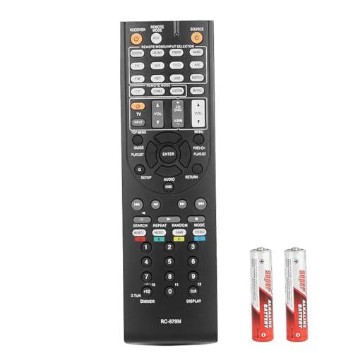 RC-879M RC879M Remote Control Compatible with Onkyo AV Receiver HT-R393 HT-R593 TX-SR333 TX-NR535 HTR393 HTR593 TXSR333 TXNR535 Replacement Controller with Batteries
