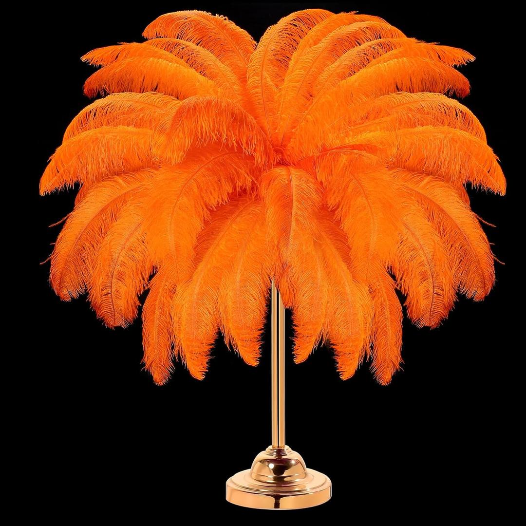 30 Pcs Large Natural Ostrich Feathers Bulk 16-18 Inch for Centerpieces for Wedding Party Centerpieces Home Decoration Flower Arrangement (Orange)