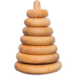 Ring Wooden Stacking Toy Montessori Wooden Pyramid Gifts for Toddlers Natural Baby Toy Pyramid Handcrafted Toy for 1 Year Old
