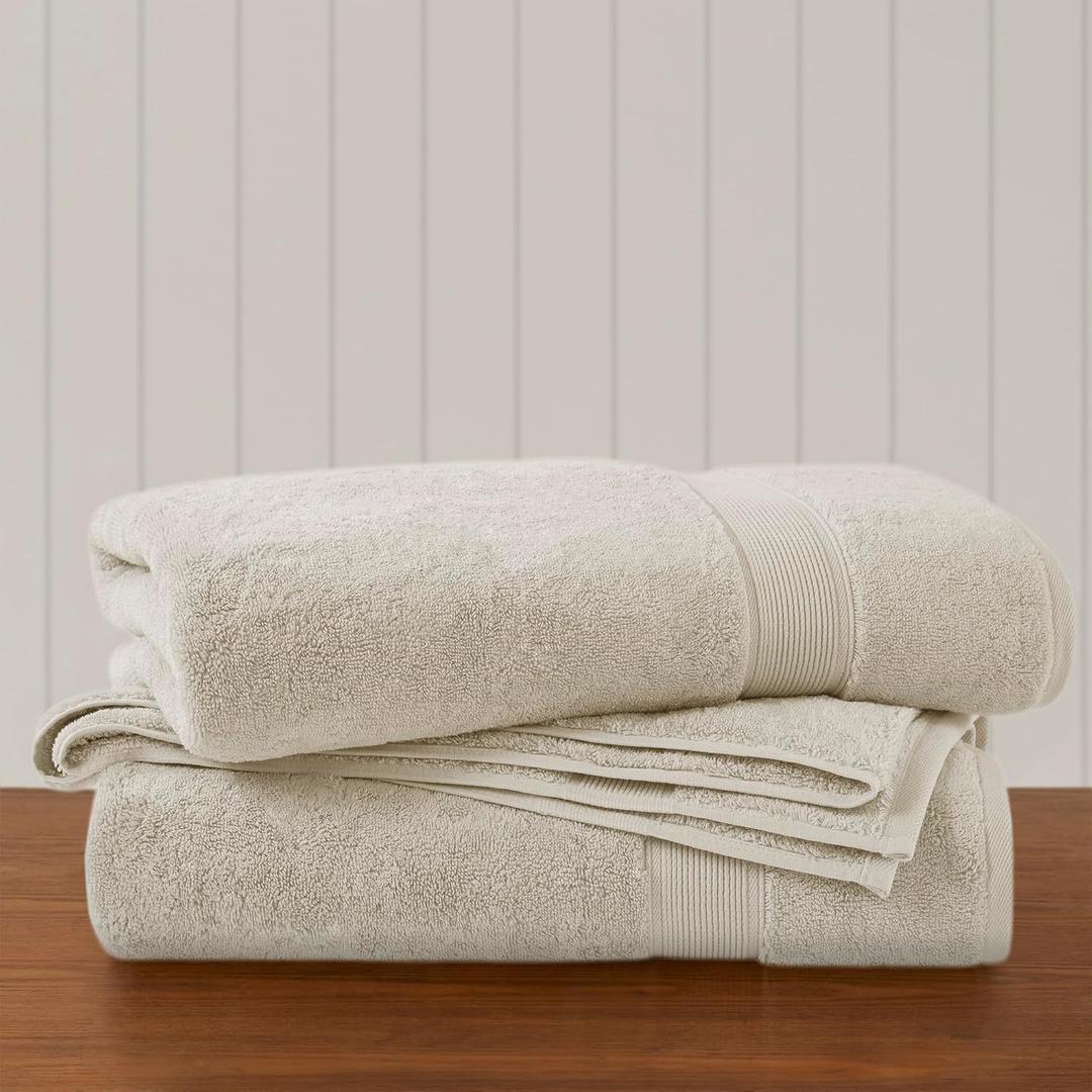 Madison Park 800GSM Bath Sheet Towel Oversized 34" x 68" 2 Pack 100% Cotton Bath Towel Set Highly Absorbent Hotel Spa Quality for Bathroom, Natural