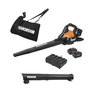 Cordless Leaf Blower, 3 in 1 Blowers for Lawn Care with Leaf Vacuum & Leaf Mulcher, Electric Blower with Brushless Motor & 2 Speed Control, 2 × 4.0 Ah Batteries & Charger Included, WG583
