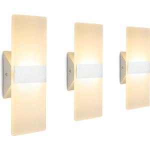 ChangM LED Wall Sconce Modern Wall Light Lamps 12W Warm White Up and Down Indoor Acrylic Lighting Fixture for Living Room Bedroom Hallway Conservatory Home Room Decor Not Dimmable No Plug(2 Pack)