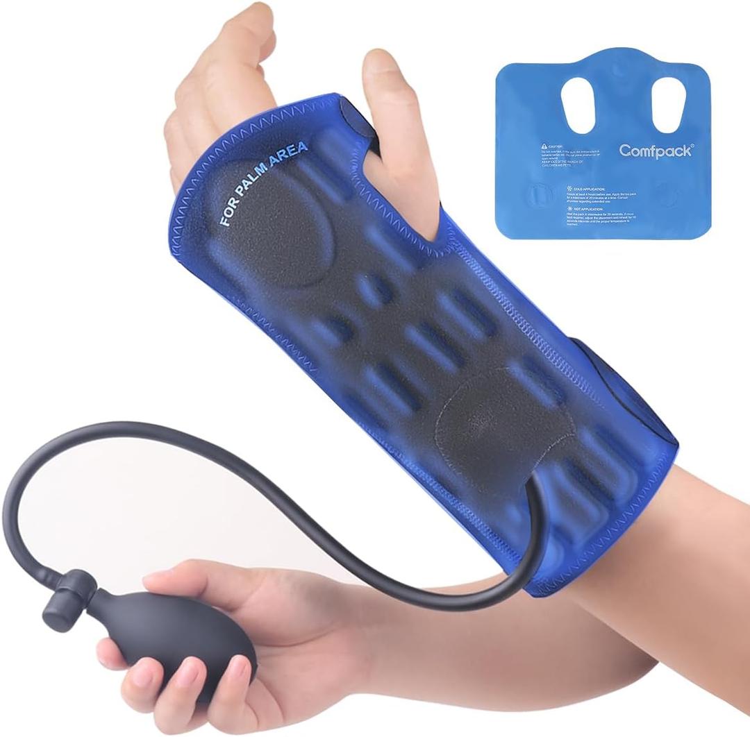 Ice Pack Wrap With Compression for Carpal Tunnel Relief, Wrist Brace Support Gel Hot Cold Therapy for Tendonitis, Mommy Wrist, Swelling, Surgery, Inflammation (Black & Blue)