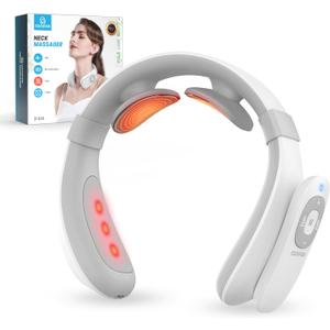 COMFIER Portable Heated Neck Massager, EMS Intelligent Electric Neck Massager with Heat and 3D Electrode Pads for Women Men