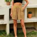 Women's Lounge Athletic Shorts with Pockets, 6.1" Sweat Shorts Women, Summer Casual Elastic Walking Running Shorts (Brown, S)