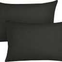 ROYALE LINENS 300 Thread Count 100% Long Staple Combed Cotton Pillowcases Set of 2 - Ultra Soft - Queen Bed Pillow Cover - 20"x30" - Breathable, Cool & Crisp Percale Black Pillow Cases (Queen, Black)