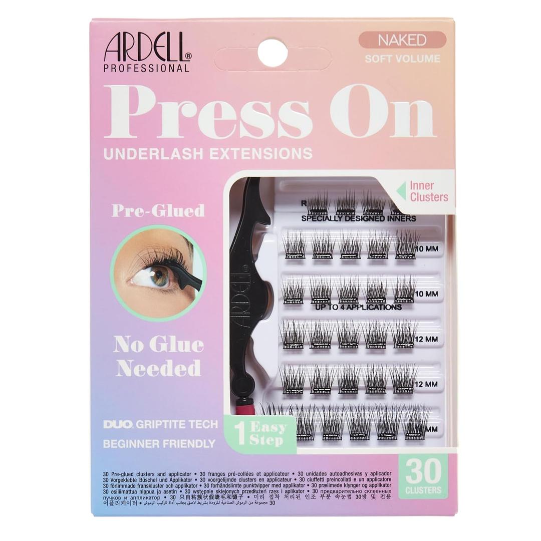 Ardell Naked Press On Lashes Pre-Glued Eyelash Clusters Extensions - Self Adhesive Eyelashes, Soft Volume, No Glue Needed Lash Clusters