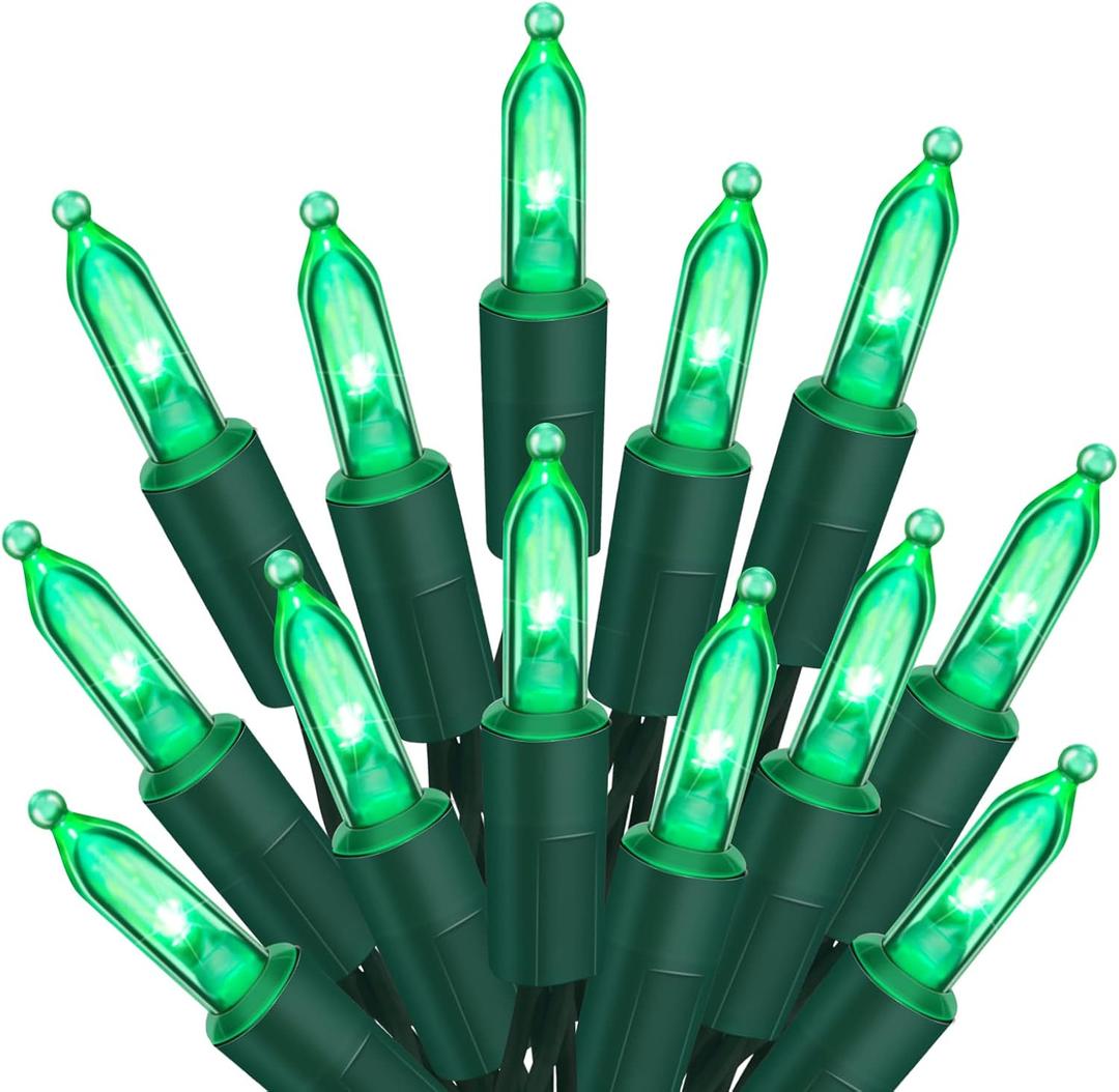 Green Mini Christmas Lights - 39 Feet 100 LED Green Fairy Lights with 8 Lighting Modes Waterproof Connectable for Indoor Outdoor Xmas Tree Garland Wreath Holiday St. Patrick's Day Decoration (100 Count, Green - Green Wire)
