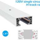 H Track Lighting Rails Kit 120V 3.3FT 3-Wire H Type Single Circuit with End Caps and Live End Feed Connector, Mounting Hardware (White)