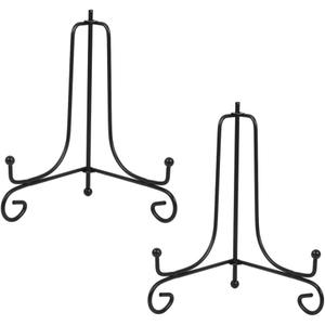 (2 pack)Iron Display Stand, Black Iron Easel Plate Display Photo Holder Stand, Displays Picture Frames, Cookbooks, Decorative Plates, Tablets and Art 6 Inch