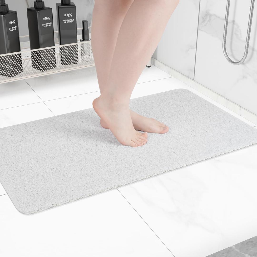 Non-Slip Bathtub Mat, Anti Slip Shower Mat, Fast Drying Bathtub Mats, Foot Scrubber Mat, Anti Slip Mat for Tub, Floor, Bathroom, Kitchen, Home, Hotel (White 32"17")