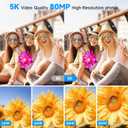 5K Digital Camera with SD Card 32GB, Vlogging Video Camera for Photography, 3'' 180 Flip Screen Travel Cameras Portable Instand Compact Camera for Beginner Teens Waterproof 18X Zoom (Black)