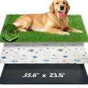 Reusable Dog Loo System with Artificial Grass Turf&Pee Pads&Tray, for Puppy Potty Training is Portable&Easy to Clean,35x23in Large Dog Litter Box Toilet for Indoor/Outdoor use