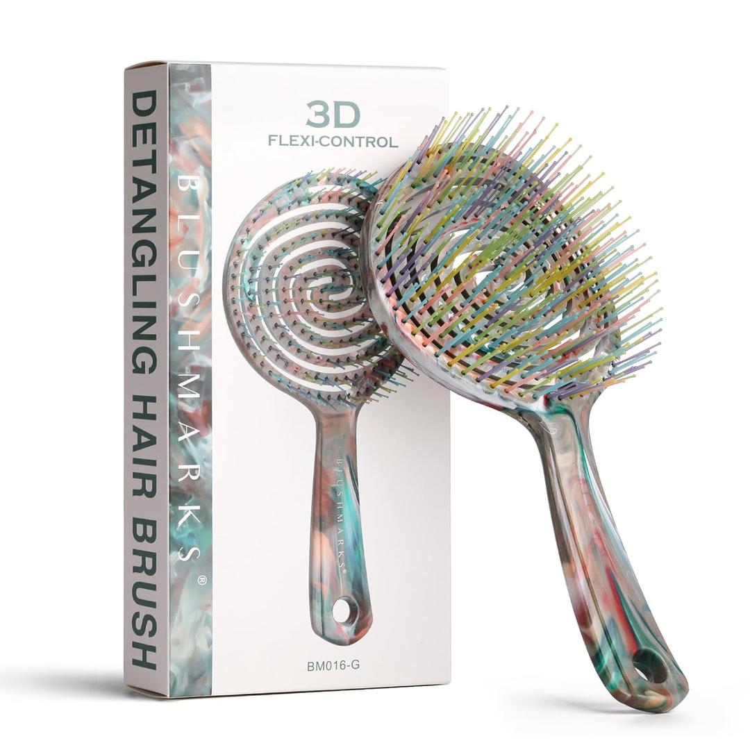 Detangling Wet Hair Brush for Thin or Straight Hair, Vented Detangler Hairbrush with Double-Layered Ultra and Soft-Nylon Bristles for Wet or Dry Hair, Gift for Women Girls Kids