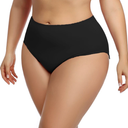 Seagoo Womens High Waisted Bikini Bottoms Tummy Control Full Coverage Bathing Suit Swim Bottom with Paperclip Chain L
