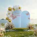 Toolterritary Metal Arch Backdrop Stand and Cover Set, 8FT, 6.6FT Party Backdrop, Easy to Assemble, Backdrop Stand for Parties, Birthday, Baby Shower