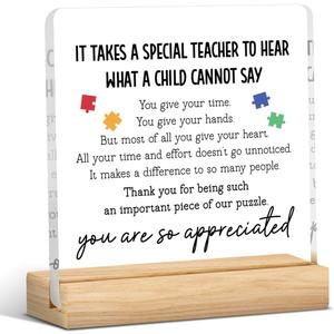 Special Education Teacher Gifts for Women Men Teachers Day Appreciation Gifts for Autism Teacher Paraprofessional Gifts Autism Acceptance Clear Acrylic Decorations Sign for Office 4 X 4 Inch