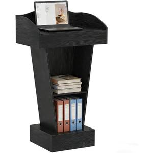 Aboxoo Podium Stand - Modern Podium Lectern with Laptop Shelf and Storage, Portable Lectern Podium Stand with Wooden Heavy Base, Ideal for Classroom, Office, Church, and Reception Areas(Black)