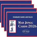 2026 Mahjong Cards Official Revision, Large Print & Easy to Read, American Mahjong Reference Cards for Enthusiasts & Beginners, 4 Pack