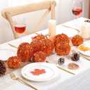 8 Pcs Fall Thanksgiving Pumpkin Decor Glitter Velvet Pumpkin for Home Rustic Farmhouse Artificial Decoration for Autumn Harvest Home Centerpiece Kitchen Thanksgiving Halloween(Orange)