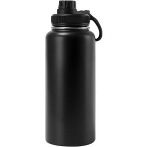 32oz Water Bottle Stainless Steel Insulated Water Bottle With Handle Double Wall Vacuum Leak Proof Keep Cold and Hot Wide Mouth Outdoor Sports Water Bottles (black)