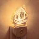 Christmas Night Light for Kids[2 Pack], Santas Cabin Plug-in Wall Light with RGB & Color Changing & Soft White 3000K LEDs, Dusk to Dawn, Christmas Decorations Gifts for Bedroom, Hallway