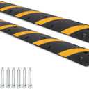 Garvee Speed Bump, 2 Pack 6 Ft Rubber Speed Bumps for Asphalt Road Driveway, 25000 lbs Load Capacity Modular Cable Ramps Cable Protector Ramp Hose Protector Ramp with 2 Cord Channel
