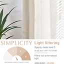 jinchan Linen Smei Sheer Curtains 90 Inch Length 2 Panels Set Light Filtering Window Curtains for Living Room Bedroom Farmhouse Drapes for Home Decor Drapes, Back Tab, Linen Natural, 50W x 90L