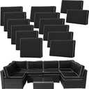 14 Pieces Patio Cushion Covers Replacement,Outdoor Couch Cushions Covers Waterproof Furniture Cushion Covers Slipcovers Set with Zippers,Cover Only(Black+White, 25.625.63.94inches)