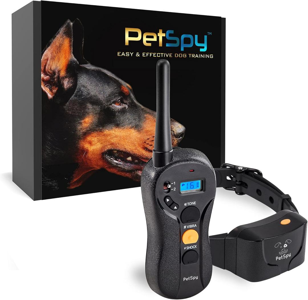 PetSpy P620 Dog Training Shock Collar for Dogs with Vibration, Electric Shock, Beep; Rechargeable and Waterproof Remote Trainer E-Collar - 10-140 lbs (One Dog)