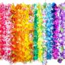 JOYIN 120 Counts Hawaiian Leis Bulk, Colorful Tropical Flower Leis for Kids Adults Hawaiian Beach Luau Party Favors Decorations