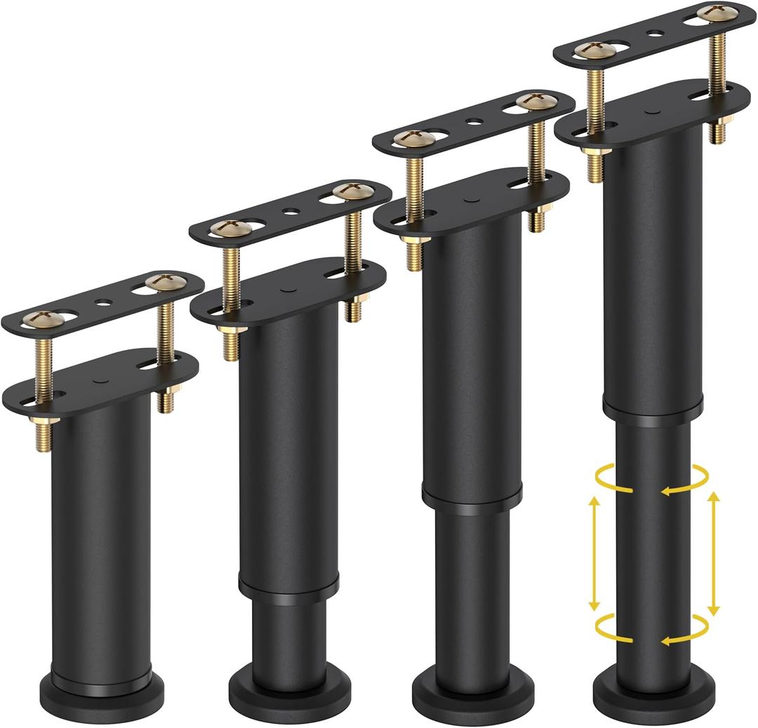 Wlrrcwdttc 4 Pcs Adjustable Height Bed Support Legs 7.08-13 inch, Bed Frame Center Support Legs for Bed Frame/Bed Center Slat/Furniture, Heavy Duty Metal Bed Replacement Legs Bed Slats Support Legs