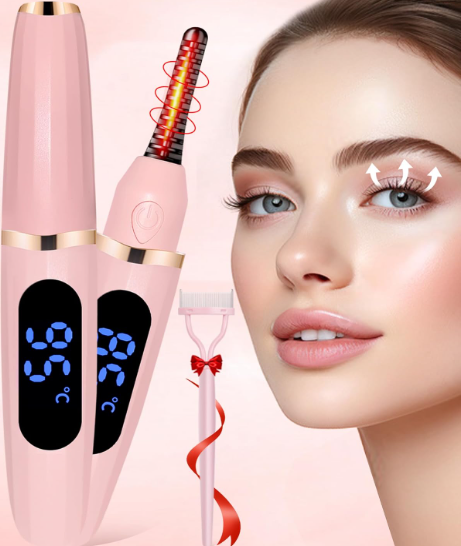 Heated Eyelash Curlers - Eye Lash Curler Heat - Mini Electric Eyelash Curler with LED Display 3 Temp Settings USB Rechargeable Natural Curling 24H Long Lasting for Women Makeup Tools Gifts 