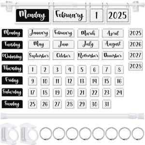 Kosiz Calendar Bulletin Board Set Classroom Flip Calendar with Holder Include 53 Date Cards Set with Adjustable Holder for School Classroom Home Decoration Back to School Supplies(Simple)