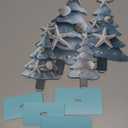 Barydat 4 Pcs Blue Coastal Christmas Table Decorations Wooden Ocean-Themed Christmas Tree Centerpieces Table Decor for Xmas Party Gifts Home Indoor Home Kitchen Office Room Decor