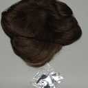 RUWISS Short Hair Toppers for Women Real Human Hair, 5x5.5 Base Pixie Cut with Bangs, Clip-In Curly Hair Pieces for Women with Thinning Hair, Brown (H6269)