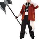 Wecos Men Role Cos Anime Cosplay Red Coat wiht Black Outfit Full Set for Halloween Party, Size: Medium