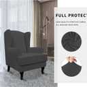 Easy-Going Stretch Wingback Chair Sofa Slipcover 2-Piece Sofa Cover Furniture Protector Couch Soft with Elastic Bottom, Spandex Jacquard Fabric Small Checks, Dark Gray