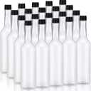 Tioncy 20 Pcs 15 oz Plastic Long Neck Bottle Empty Clear Liquor Wine Bottles with Screw on Caps Reusable Coquito Containers for Drinks Condiment DIY Craft Decoration