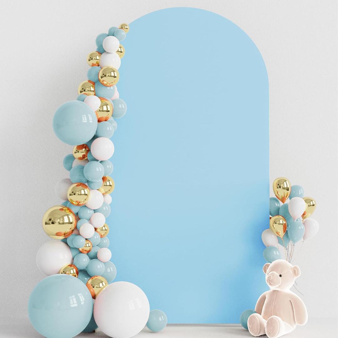 Wokceer 7.2FT Wedding Arch Cover Spandex Fitted Wedding Arch Stand Covers Round Top Chiara Arch Backdrop Cover for Birthday Party Ceremony Banquet Decoration Dusty Blue