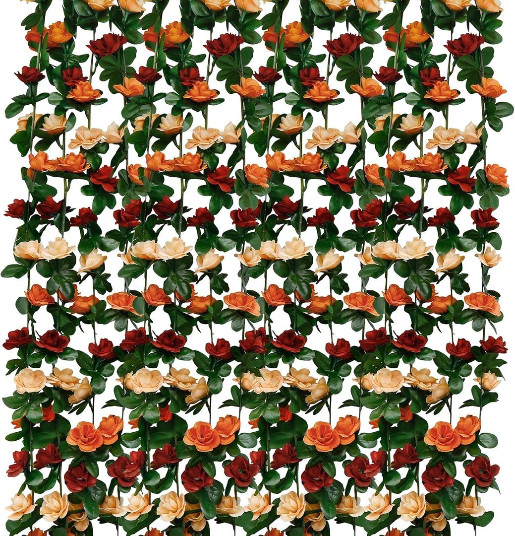 12 PCS 98.4 FT Artificial Flower Garland Rose Garland for Wedding Room Decor12,Terracotta