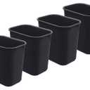 Whitmor Wastebasket, Deskside Bin, Trash Waste Can (Plastic) (Black Color) (Set of 5)