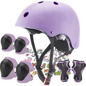 FOOKCIAN Kids Helmet,Toddler Skateboard Helmets for Boys Girls with Knee and Elbow Pads Wrist Guards fit Roller Skates,Skateboarding,Skating Scooter Adjustable Kids Helmet, Size: Small: 18.9"-21.3" / 3-8 year