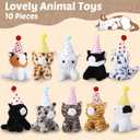 10 Set Kittens Stuffed Animals Bulk with 10 Birthday Hats 10 Kraft Paper Boxes Mini Plush Toys Small Stuffed Cat Pet Gifts for Kids, School Birthday Animal Decor(Sitting Style)