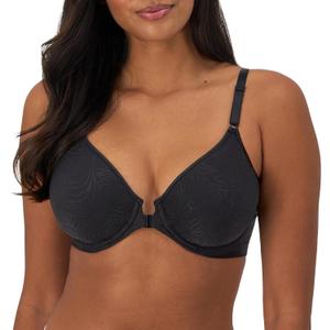 Bali Women's Underwire Bra with Front Close, Comfort Revolution Shaping T-Shirt Bra, Full Coverage (Plus Sizes) (38C, Black)
